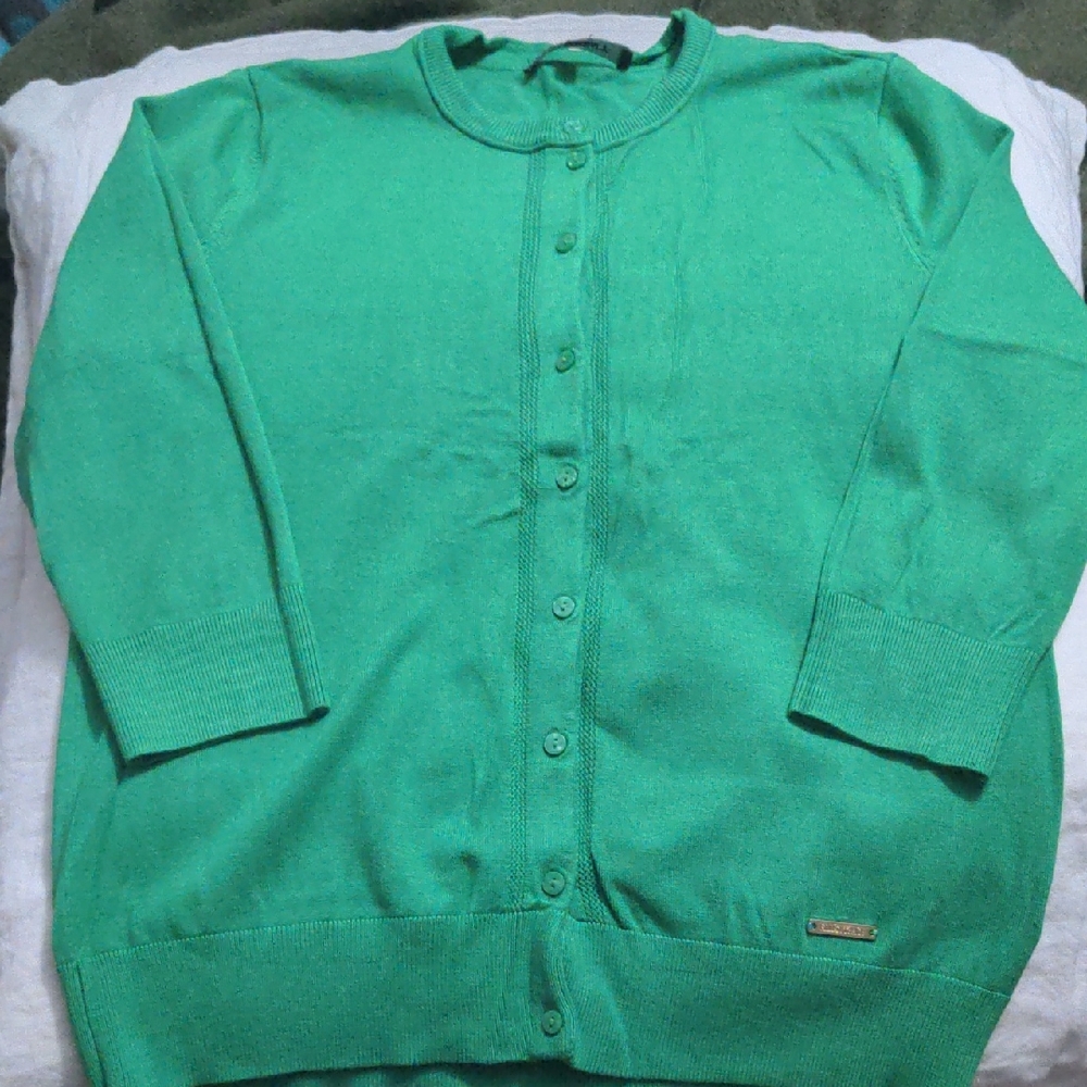 Ellen Tracy Kelly Green Cardigan Size Large